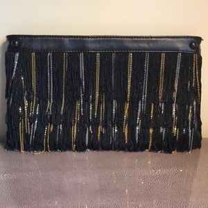 BCBG Maxazria Leather Clutch with Fringe